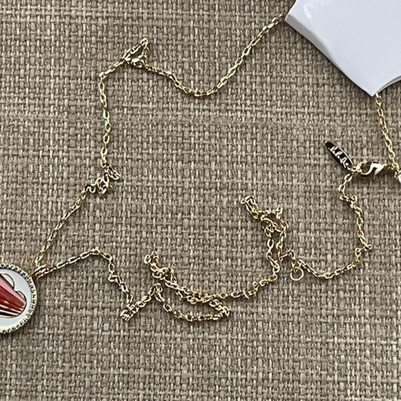 Valentines Day LULU DK Necklace LOVE 14K Plated Reversible Enamel Crystal Accent - Picture 11 of 11